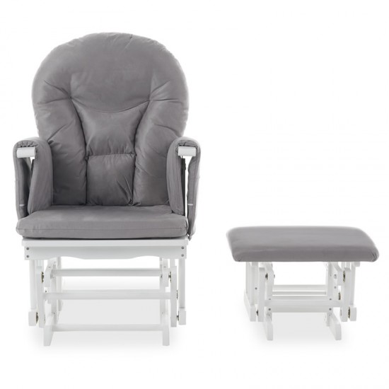 White glider rocker 2024 with gray cushions